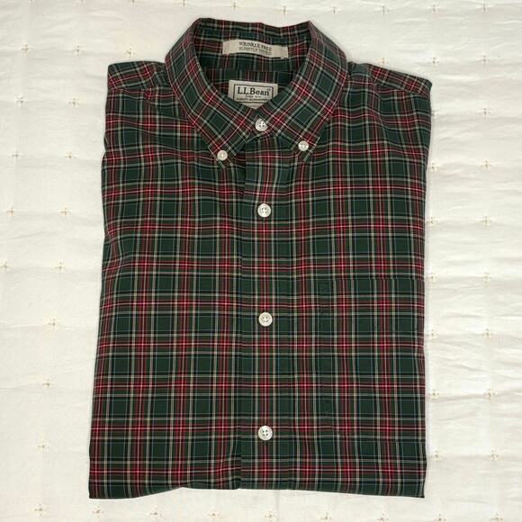 L.L.Bean Wrinkle Free Slightly Fitted Button Down Shirt Men's M | Green | EUC - Picture 11 of 11